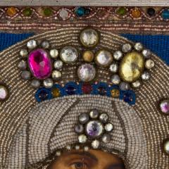  Iverskaya Panagia Portaitissa Antique Russian beaded icon after the Iverskaya - 3618951