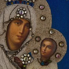  Iverskaya Panagia Portaitissa Antique Russian beaded icon after the Iverskaya - 3618954