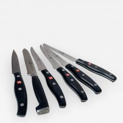  J A Henckels ZWILLING Set of Six Black Knives by J A Henckels Made in Germany Vintage 1970s - 2011067