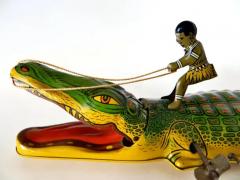  J Chein Co Boy Riding An Alligator Vintage Wind Up Toy by J Chein Co N J Circa 1935 - 3513360