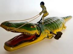  J Chein Co Boy Riding An Alligator Vintage Wind Up Toy by J Chein Co N J Circa 1935 - 3513363