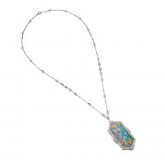  J E Caldwell Co Jewelry Caldwell Silver J E Caldwell Co Art Deco Black Opal Necklace - 4447709