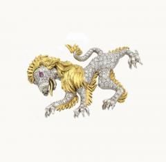  J E Caldwell Co Jewelry Caldwell Silver JE CALDWELL DIAMOND LION BROOCH IN PLATINUM AND 18K GOLD CIRCA 1950 - 2620923