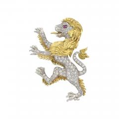  J E Caldwell Co Jewelry Caldwell Silver JE CALDWELL DIAMOND LION BROOCH IN PLATINUM AND 18K GOLD CIRCA 1950 - 2624772