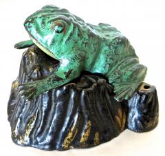  J E Stevens Company Toad On Stump Mechanical Bank American Circa 1886 - 699743