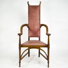  J S Henry J S Henry An ash Arts Crafts armchair with an elongated back curled ears - 4183300
