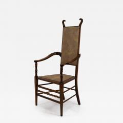 J S Henry J S Henry Arts Craft Walnut Armchair with Period Stylised Floral Fabric - 4221858