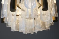  J T Kalmar Kalmar Lighting Brass and Glass Lipizza Chandelier 1960s - 4510383