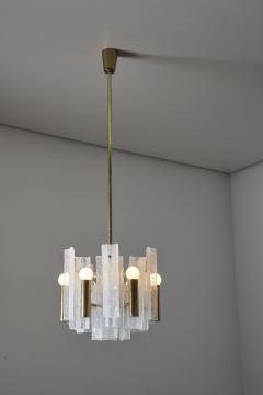 J T Kalmar Kalmar Lighting Brass and Glass Lipizza Chandelier 1960s - 4510389