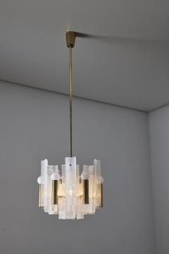  J T Kalmar Kalmar Lighting Brass and Glass Lipizza Chandelier 1960s - 4510390
