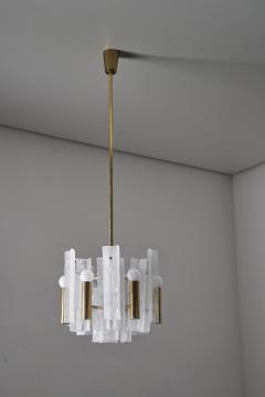  J T Kalmar Kalmar Lighting Brass and Glass Lipizza Chandelier 1960s - 4510392