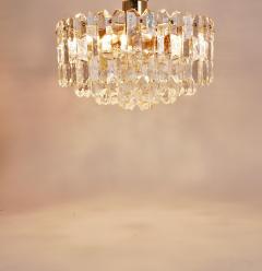  J T Kalmar Kalmar Lighting Huge J T Kalmar Palazzo Gilt Brass Glass Chandelier Flush Mount 1950s - 4506123