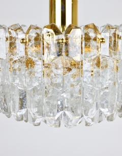 J T Kalmar Kalmar Lighting Huge J T Kalmar Palazzo Gilt Brass Glass Chandelier Flush Mount 1950s - 4506129