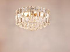  J T Kalmar Kalmar Lighting Huge J T Kalmar Palazzo Gilt Brass Glass Chandelier Flush Mount 1950s - 4506130