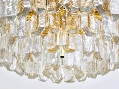  J T Kalmar Kalmar Lighting Huge J T Kalmar Palazzo Gilt Brass Glass Chandelier Flush Mount 1950s - 4506133