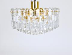  J T Kalmar Kalmar Lighting Huge J T Kalmar Palazzo Gilt Brass Glass Chandelier Flush Mount 1950s - 4506162