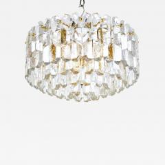  J T Kalmar Kalmar Lighting Huge J T Kalmar Palazzo Gilt Brass Glass Chandelier Flush Mount 1950s - 4508004