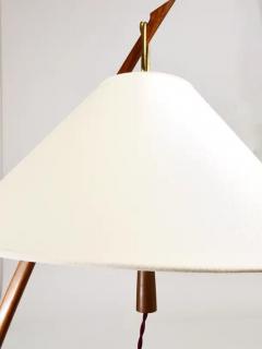  J T Kalmar Kalmar Lighting J T Kalmar 2x Dornstab Adjustable Floor Lamp Brass Walnut Austria 1950s - 4057597