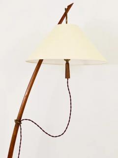  J T Kalmar Kalmar Lighting J T Kalmar 2x Dornstab Adjustable Floor Lamp Brass Walnut Austria 1950s - 4057647