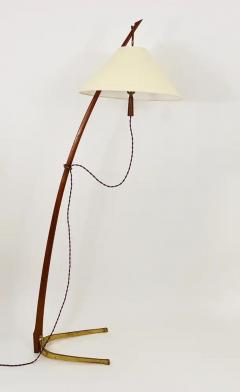  J T Kalmar Kalmar Lighting J T Kalmar 2x Dornstab Adjustable Floor Lamp Brass Walnut Austria 1950s - 4057650