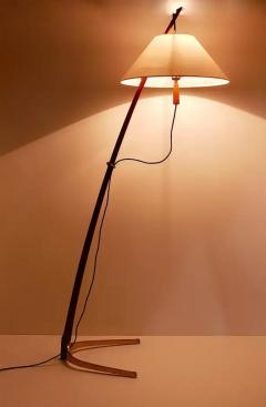  J T Kalmar Kalmar Lighting J T Kalmar 2x Dornstab Adjustable Floor Lamp Brass Walnut Austria 1950s - 4066565