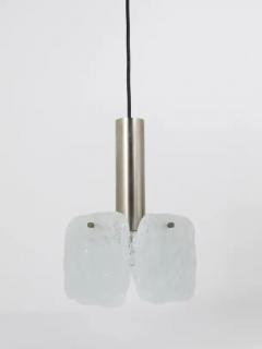  J T Kalmar Kalmar Lighting J T Kalmar 2x Frosted Ice Glass Panel Pendant Lamp Austria 1960s - 4047077