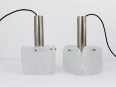  J T Kalmar Kalmar Lighting J T Kalmar 2x Frosted Ice Glass Panel Pendant Lamp Austria 1960s - 4047150