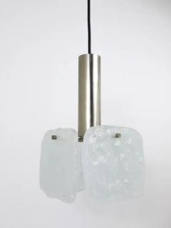  J T Kalmar Kalmar Lighting J T Kalmar 2x Frosted Ice Glass Panel Pendant Lamp Austria 1960s - 4047152