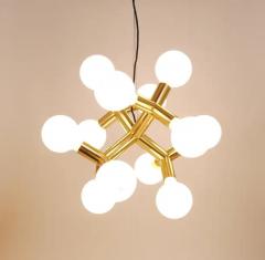  J T Kalmar Kalmar Lighting J T Kalmar Atomic Sputnik Chandelier Space Age Ceiling Lamp Brass 1960s - 4058203