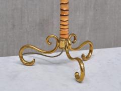  J T Kalmar Kalmar Lighting J T Kalmar Brass and Bamboo Table Lamp with Silk Shade Austria 1950s - 4468951