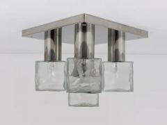  J T Kalmar Kalmar Lighting J T Kalmar Ice Cube Glass Flush Mount Chandelier or Sconce Austria 1960s - 4047337