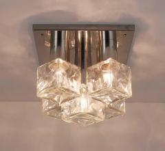  J T Kalmar Kalmar Lighting J T Kalmar Ice Cube Glass Flush Mount Chandelier or Sconce Austria 1960s - 4047417