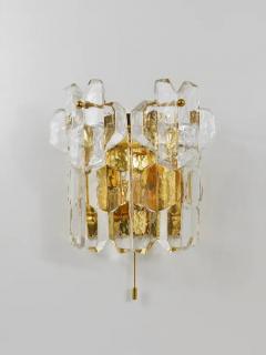  J T Kalmar Kalmar Lighting J T Kalmar Large Palazzo Midcentury Gilt Brass 6 Crystal Icicle Glass Scone - 4054989