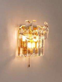  J T Kalmar Kalmar Lighting J T Kalmar Large Palazzo Midcentury Gilt Brass 6 Crystal Icicle Glass Scone - 4055017