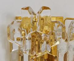 J T Kalmar Kalmar Lighting J T Kalmar Large Palazzo Midcentury Gilt Brass 6 Crystal Icicle Glass Scone - 4055018