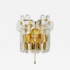  J T Kalmar Kalmar Lighting J T Kalmar Large Palazzo Midcentury Gilt Brass 6 Crystal Icicle Glass Scone - 4061001