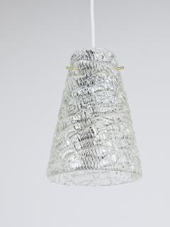  J T Kalmar Kalmar Lighting J T Kalmar Mid Century Textured Glass Brass Pendant Lamp Austria 1950s - 4645216