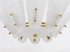  J T Kalmar Kalmar Lighting J T Kalmar Midcentury Brass Chandelier White Textured Glass 1950s - 4042044