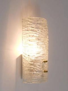  J T Kalmar Kalmar Lighting J T Kalmar Pair Sconces Wall Lamps Brass Textured Glass Austria 1950s - 4042073