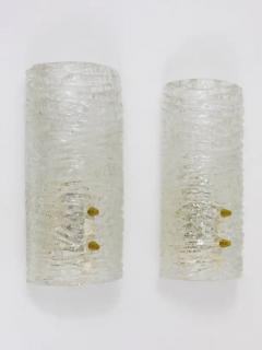  J T Kalmar Kalmar Lighting J T Kalmar Pair Sconces Wall Lamps Brass Textured Glass Austria 1950s - 4042075