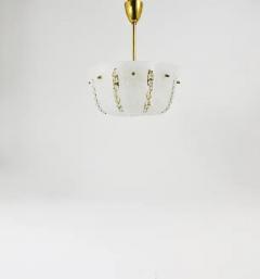  J T Kalmar Kalmar Lighting J T Kalmar Petite Curved Basket Chandelier Brass Glass Austria 1950s - 4067724
