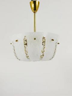  J T Kalmar Kalmar Lighting J T Kalmar Petite Curved Basket Chandelier Brass Glass Austria 1950s - 4067728