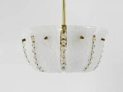 J T Kalmar Kalmar Lighting J T Kalmar Petite Curved Basket Chandelier Brass Glass Austria 1950s - 4067801