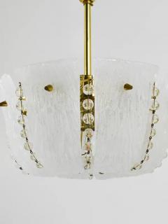  J T Kalmar Kalmar Lighting J T Kalmar Petite Curved Basket Chandelier Brass Glass Austria 1950s - 4067802