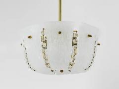  J T Kalmar Kalmar Lighting J T Kalmar Petite Curved Basket Chandelier Brass Glass Austria 1950s - 4067804