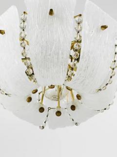  J T Kalmar Kalmar Lighting J T Kalmar Petite Curved Basket Chandelier Brass Glass Austria 1950s - 4067806