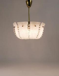  J T Kalmar Kalmar Lighting J T Kalmar Petite Curved Basket Chandelier Brass Glass Austria 1950s - 4067810