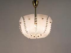  J T Kalmar Kalmar Lighting J T Kalmar Petite Curved Basket Chandelier Brass Glass Austria 1950s - 4067826