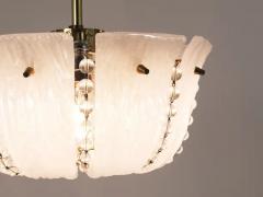  J T Kalmar Kalmar Lighting J T Kalmar Petite Curved Basket Chandelier Brass Glass Austria 1950s - 4067827