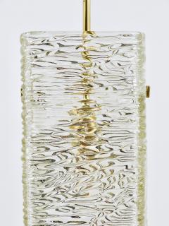  J T Kalmar Kalmar Lighting J T Kalmar Rectangular Textured Glass Brass Chandelier Pendant Lamp 1950s - 4214740